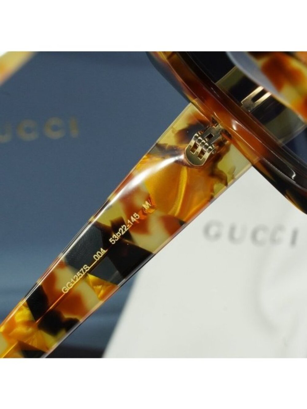 Gucci GG1257S 004 Women Butterfly Sunglasses - Havana / Blue - Picture 8 of 10